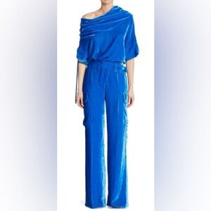 MONSE Blue Velvet Wide-Leg Pants